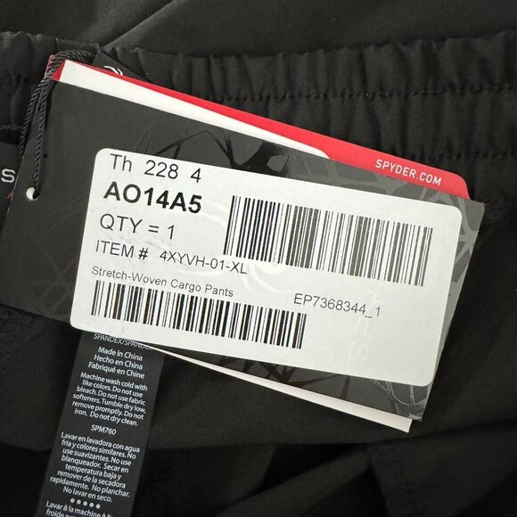 Spyder Active Jogger Cargo Pants Mens XL Black Stretch Woven NWT PT-2304‎ - Picture 11 of 13